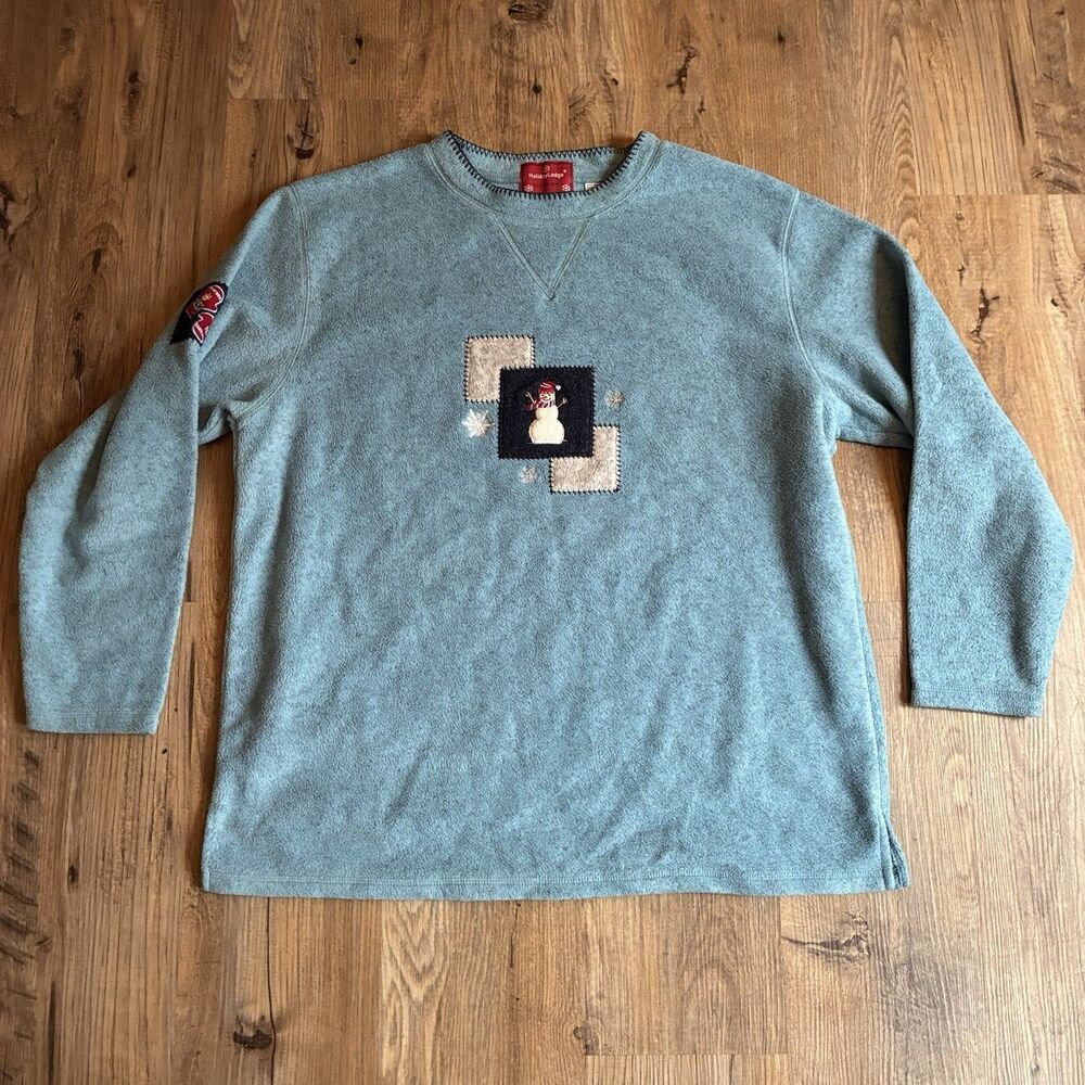 Holiday Lodge By Northcrest Womens XL Fleece Christmas Sweater Snowman Design